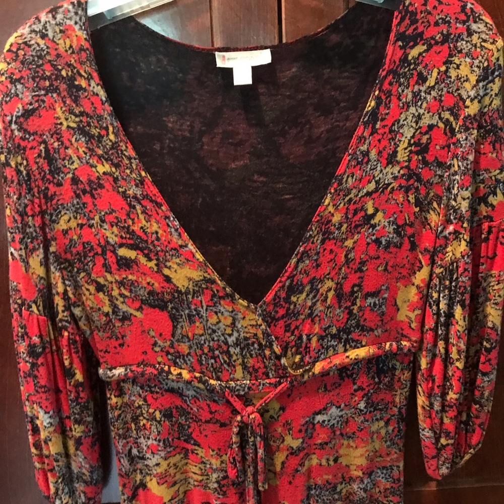 Multi-colored with deep V neckline dress